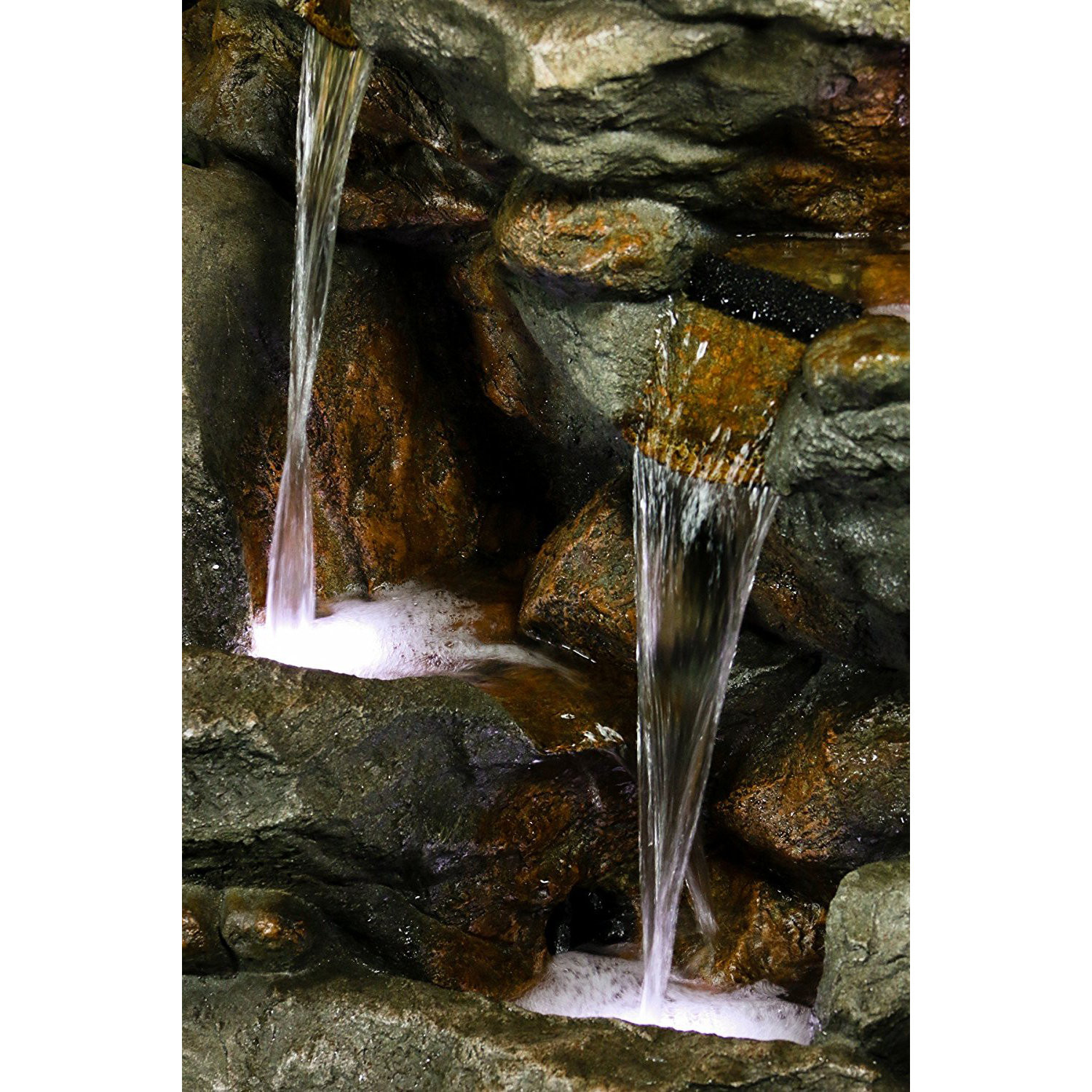 Alpine Fiberglass/Polystone Rainforest Waterfall Fountain with LED